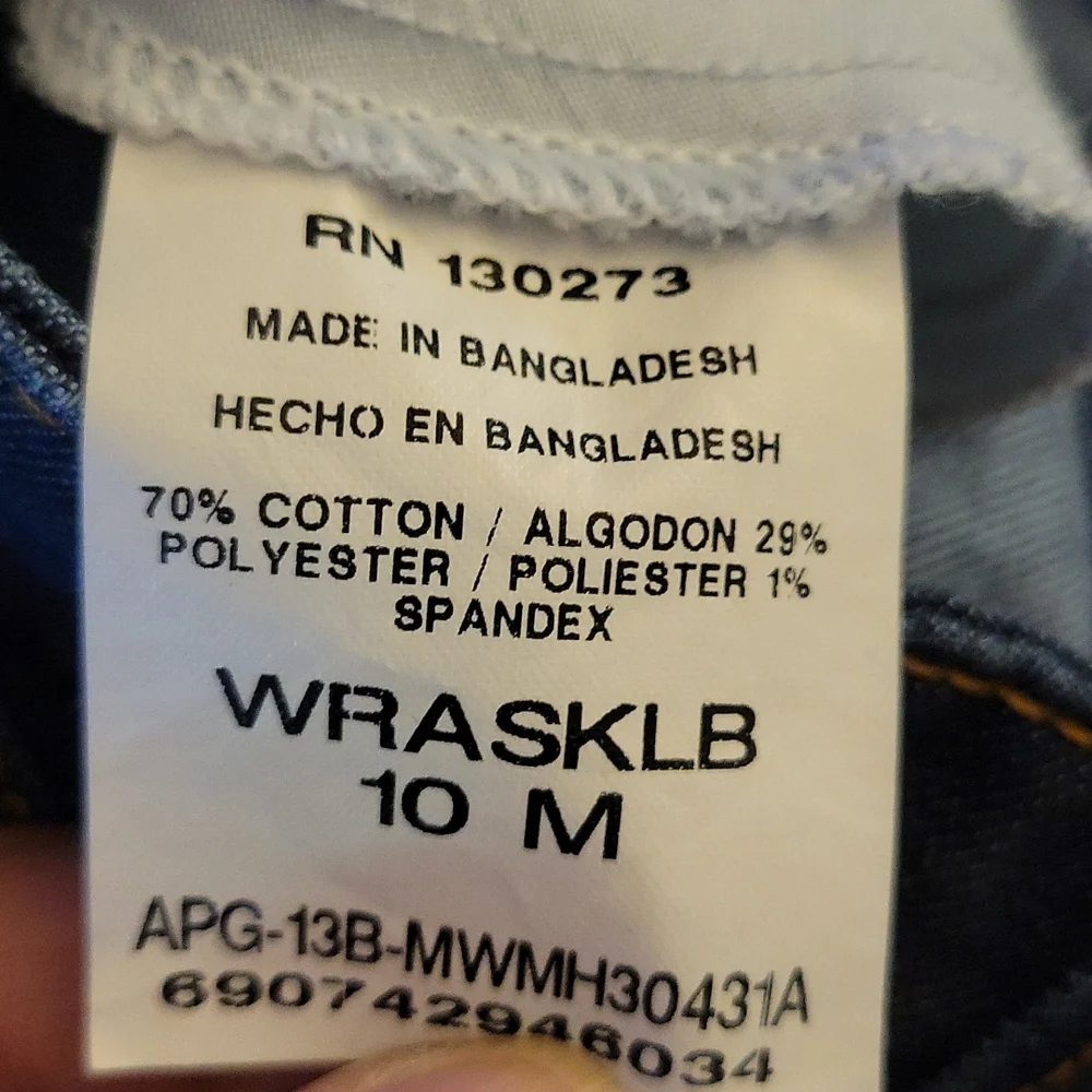 Wrangler dark wash stretch denim jeans skirt classic 5 pocket style sz 10 EUC…